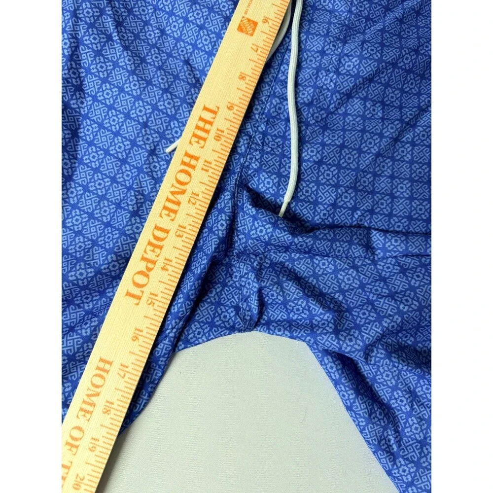 St Johns Bay Mens 2XL Blue Geometric Swim Trunks Mesh Lined Drawstring